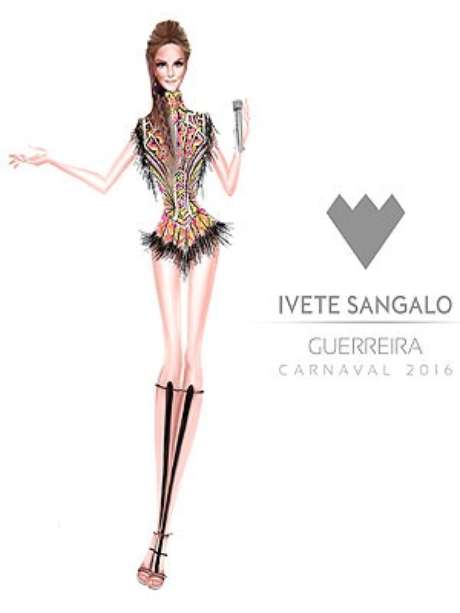 Croqui com a fantasia de guerreira de Ivete Croqui com a fantasia de guerreira de Ivete
