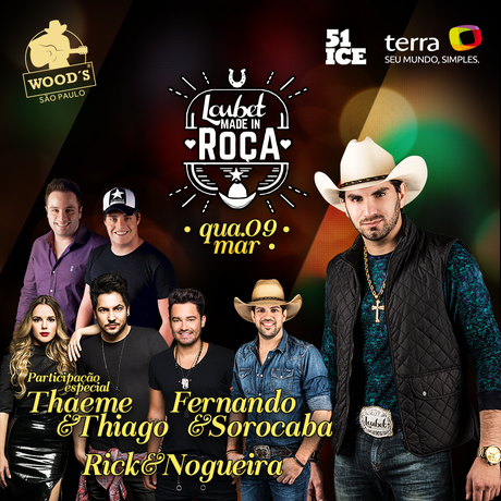 Na próxima quarta-feira, 9, Loubet, o fenômeno que saiu da roça para conquistar o Brasil, fará um show exclusivo de lançamento do DVD Made In Roça, na Wood’s, em São Paulo, com a participação das duplas Fernando & Sorocaba e Thaeme e Thiago Na próxima quarta-feira, 9, Loubet, o fenômeno que saiu da roça para conquistar o Brasil, fará um show exclusivo de lançamento do DVD Made In Roça, na Wood’s, em São Paulo, com a participação das duplas Fernando & Sorocaba e Thaeme e Thiago