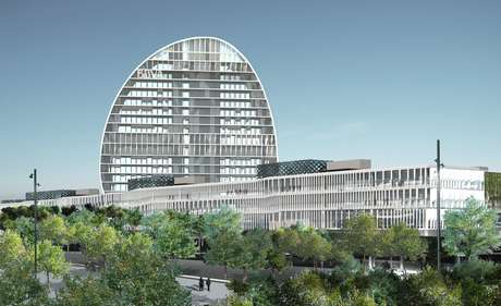Panorâmica da nova sede do BBVA que está sendo construída em Madri