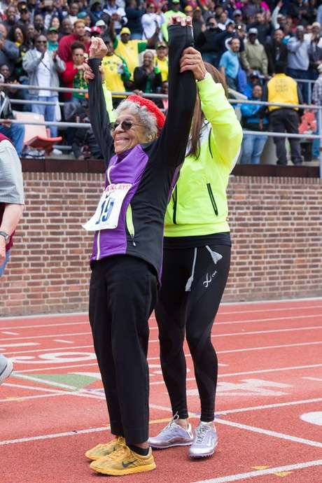 Penn Relays / Divulgação Ida Keeling, recordista dos 100m rasos, no auge dos seus 100 anos