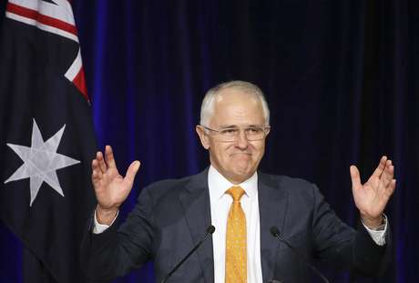 En esta imagen de archivo, tomada el 3 de julio de 2016, el primer ministro de Australia, Malcolm Turnbull, se dirige a los partidarios de su partido durante un acto en Sydney tras las elecciones generales.
