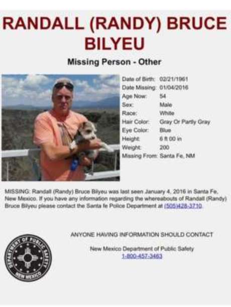 Randy Bilyeu desapareceu após sair em busca do tesouro de Fenn Randy Bilyeu desapareceu após sair em busca do tesouro de Fenn