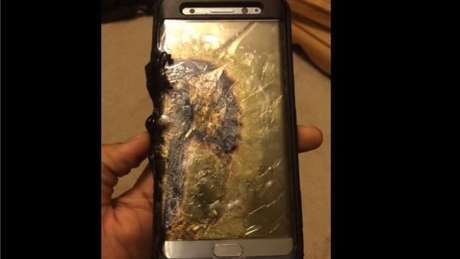 Smartphone Galaxy Note 7 após a explosão da bateria de lítio