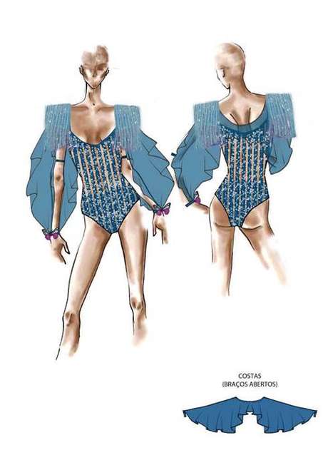 Croquis do look de Anitta para com a banda Eva Croquis do look de Anitta para com a banda Eva