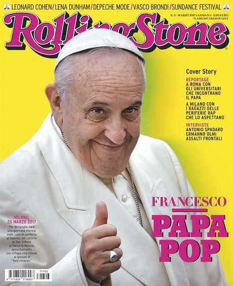 Papa Francisco faz joinha na capa italiana da revista Rolling Stone Papa Francisco faz joinha na capa italiana da revista Rolling Stone