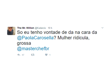 Twitter / PurePeople Internauta ameaça Paola Carosella após 'MasterChef' desta terça-feira, 4 de abril de 2017
