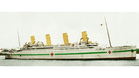 O transatlântico Britannic nunca chegou a transportar turistas porque foi convertido em navio hospital