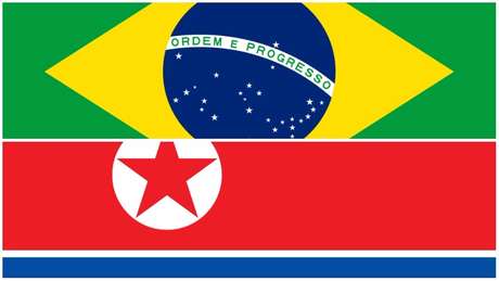 Bandeiras do Brasil e da Coreia do Norte