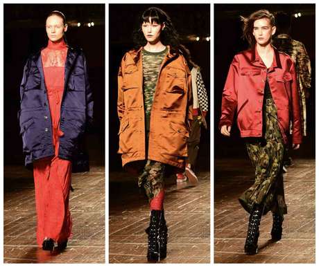 À La Garçonne: parkas em tecido com brilho, misturadas com renda e estampas (Leo Franco/AgNews)
