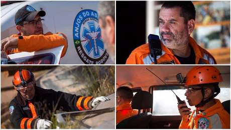 Thales, Claudio, Jefferson e Edmar (em sentido horário, a partir da foto ao alto à esq): dedicação voluntária para atendimento a acidentes em trecho crítico de rodovia 