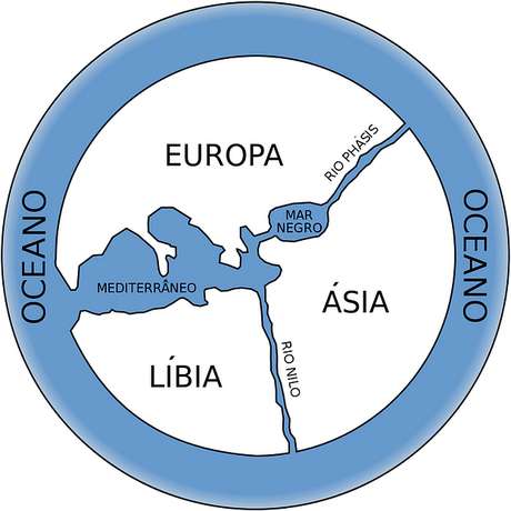 Ilustração do mundo sob ponto de vista de Anaximander Ilustração do mundo sob ponto de vista de Anaximander