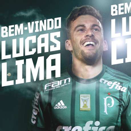 Foto de Lucas Lima no anúncio do Palmeiras, nesta quinta-feira (Foto: Divulgação)