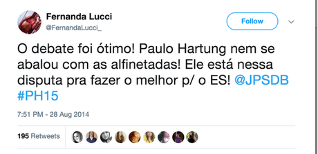 'Fernanda Lucci' apoia Hartung | Imagem: Twitter/Reprodução