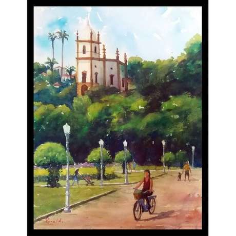 Arquivo Pessoal / BBCBrasil.com Quadro que Serafim começou a pintar com a reportagem da BBC Brasil