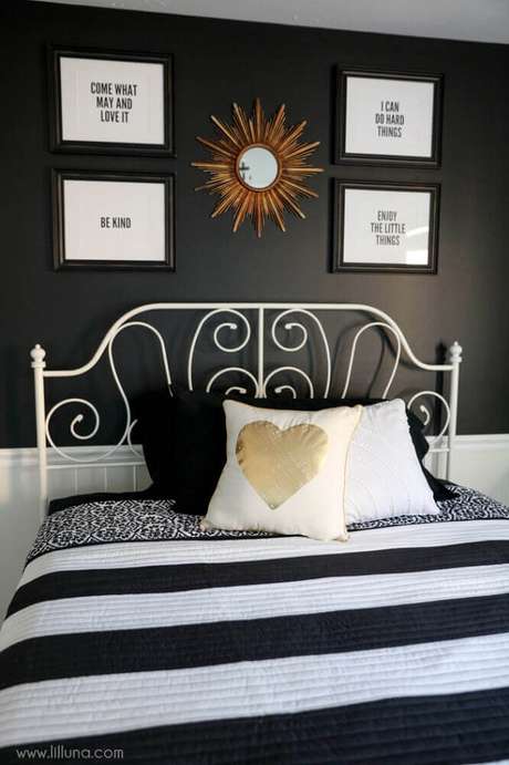 Black White and Gold Bedroom Quarto Preto 35 Maneiras de Decorar o seu Quarto