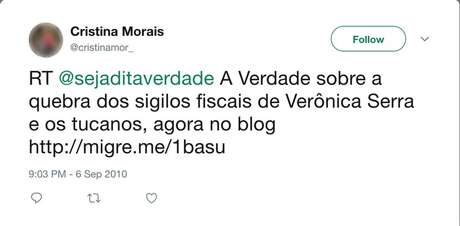 BBCBrasil.com Perfis replicavam publicações do blog e perfil no Twitter 'Seja Dita Verdade' | Imagem: Reprodução/Twitter
