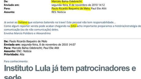 Reprodução / BBCBrasil.com Paulo Baqueiro de Melo terá que falar sobre mensagens supostamente relacionadas à compra do terreno para o Instituto Lula; para procuradores, 'Italiano' é o codinome de Antonio Palocci - que na época era deputado federal pelo PT