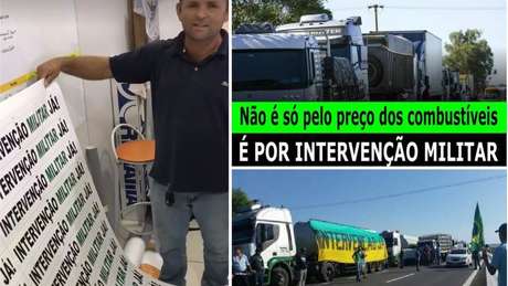 Imagens circulando em grupos de motoristas associam intervenção militar à greve dos caminhoneiros Imagens circulando em grupos de motoristas associam intervenção militar à greve dos caminhoneiros