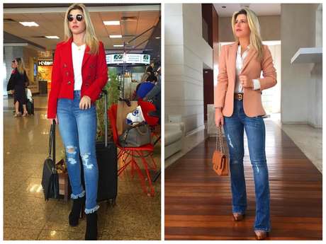 blazer com calça jeans feminina