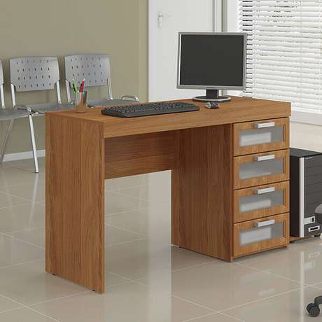 24 -Mesa para escritório com gaveta e visor de vidro. 24 -Mesa para escritório com gaveta e visor de vidro.