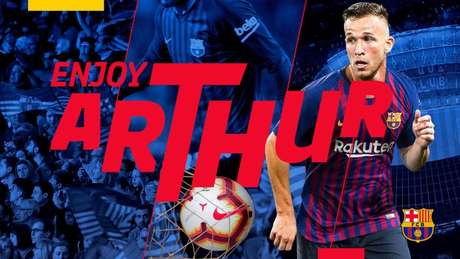 O anúncio oficial do brasileiro ex-Grêmio no clube catalão (Divulgação/FCB) O anúncio oficial do brasileiro ex-Grêmio no clube catalão (Divulgação/FCB)
