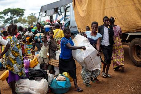 Refugiados da República Democrática do Congo em Uganda, no dia 10 de abril de 2018