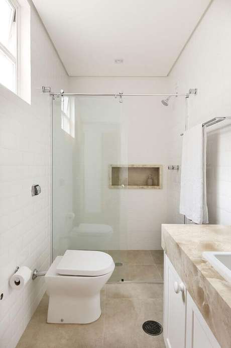 38. Para otimizar o espaço, utilize o nicho no box do banheiro 38. Para otimizar o espaço, utilize o nicho no box do banheiro