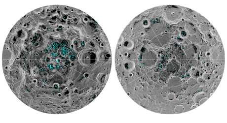 Imagem considerada a comprovação de que gelo foi encontrado nos polos norte e sul da Lua
