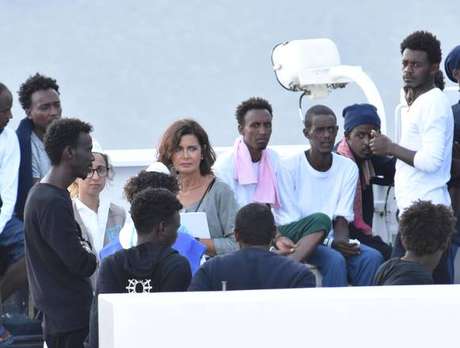   Migrants aboard the ship Diciotti, in Italy 