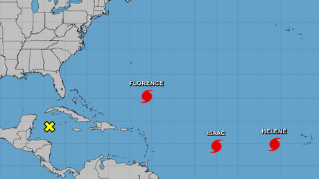   Two other hurricanes also move across the Atlantic: Helene and Isaac 