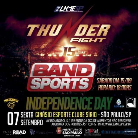 Thunder Fight 15 terá transmissão da Band Sports para todo o território brasileiro (Foto: Divulgação) Thunder Fight 15 terá transmissão da Band Sports para todo o território brasileiro (Foto: Divulgação)