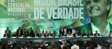 Convenção do PSL em julho no Rio: sigla ganhou destaque em janeiro após a filiação de Bolsonaro Convenção do PSL em julho no Rio: sigla ganhou destaque em janeiro após a filiação de Bolsonaro