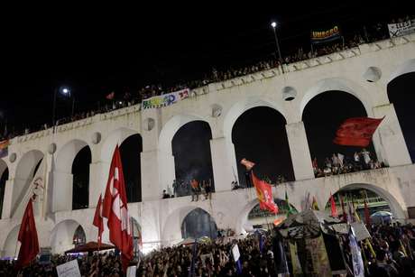 Manifestação foi nos arcos da Lapa, tradicional ponto da boemia carioca