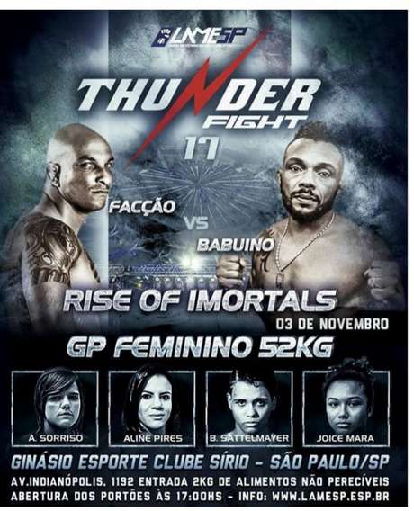 Thunder Fight 17, em São Paulo, terá transmissão ao vivo nas redes sociais da RedeTV! (Foto: Thunder/Divulgação) Thunder Fight 17, em São Paulo, terá transmissão ao vivo nas redes sociais da RedeTV! (Foto: Thunder/Divulgação)