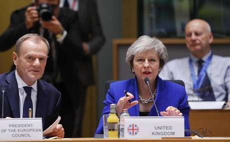O presidente do Conselho Europeu, Donald Tusk, e a primeira-ministra do Reino Unido, Theresa May O presidente do Conselho Europeu, Donald Tusk, e a primeira-ministra do Reino Unido, Theresa May