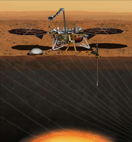 Sonda InSight, da Nasa, em ilustração Reuters/Nasa/JPL-Caltech/Divulgação via Reuters