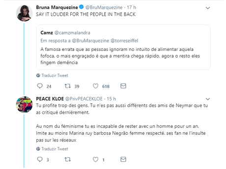 Bruna Marquezine rebate insulto de internauta que a comparou com amigos de Neymar Bruna Marquezine rebate insulto de internauta que a comparou com amigos de Neymar