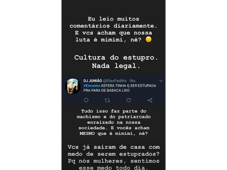 Kéfera sofreu ameaças de estupro após participação no "Encontro com Fátima Bernardes" Kéfera sofreu ameaças de estupro após participação no "Encontro com Fátima Bernardes"
