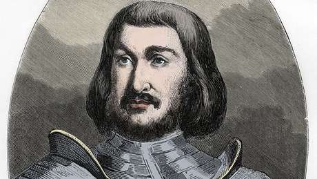 Gilles de Laval (1404-1440), BarÃ£o de Rais, como imaginado pelo ilustrador do 'Le Livre Rouge' (O Livro Vermelho), de Dupray de La Maherie