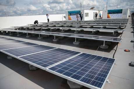   Solar panels on the roof of the Ministè building re mines and energy 