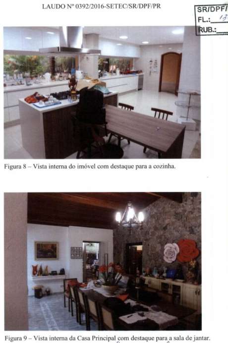 Laudo mostra salas de jantar em casa do sítio de Atibaia Laudo mostra salas de jantar em casa do sítio de Atibaia