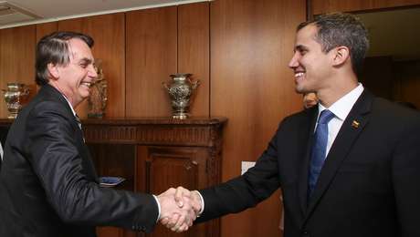 Presidente da República, Jair Bolsonaro durante encontro com Juan Guaidó, Presidente Encarregado da Venezuela.