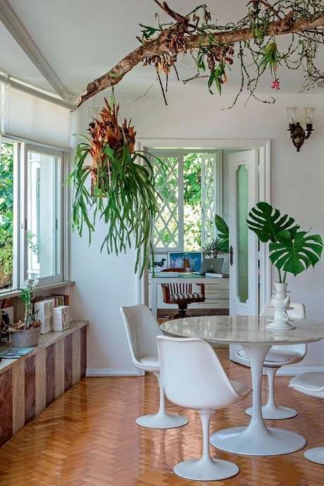 60- Na decoração moderna, as plantas para a sala ocupam lugar de destaque. Fonte: Pinterest