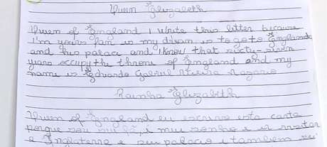 Carta que Eduardo enviou para a rainha Elizabeth.