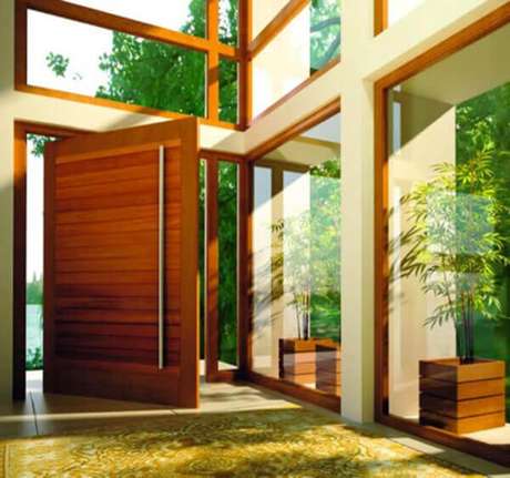 14- Os modelos de portas para sala e esquadrias devem ser confeccionadas com o mesmo tipo madeira. Fonte: Casa Decorada