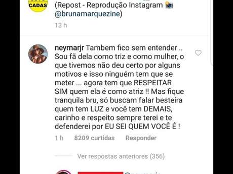 Neymar defende Bruna Marquezine de ataques Neymar defende Bruna Marquezine de ataques