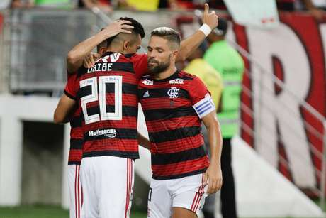 Uribe comemora seu gol durante partida entre Flamengo X LDU vÃ¡lida pela segunda rodada da Libertadores 2019 no estÃ¡dio do MaracanÃ£, zona norte da cidade, nesta quarta-feira (13/03)