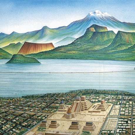 Tenochtitlán era a capital do império asteca e ficava onde hoje é a Cidade do México