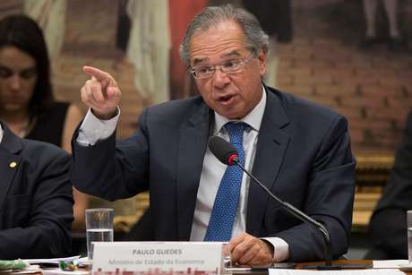 O ministro da Economia, Paulo Guedes, durante audiência na Comissão de Constituição e Justiça (CCJ) da Câmara dos Deputados para discutir a reforma da Previdência