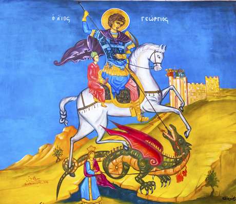 São Jorge em seu cavalo branco São Jorge em seu cavalo branco